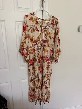 NWT ONSHORE Resort Floral Maxi Dress Kimono Sleeve One Size